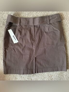 DKNY Chocolate Brown Cotton A-Line Skirt